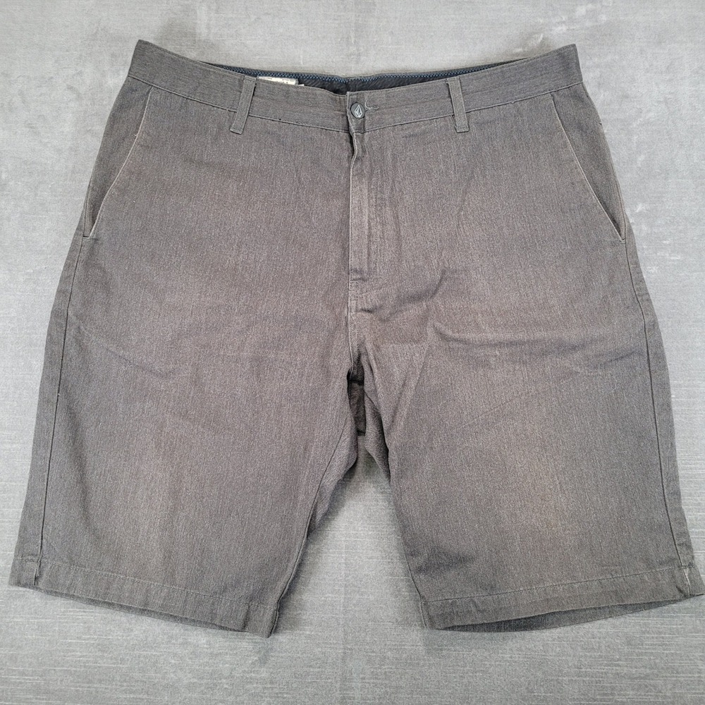 Volcom Mens Frickin Modern Fit Shorts Gray Chino Flat Front Size 36